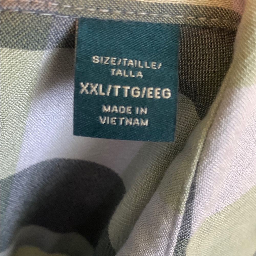 PERRY ELLIS Men's Green and Gray Checkered Long Sleeve Shirt XXL - Picture 12 of 13
